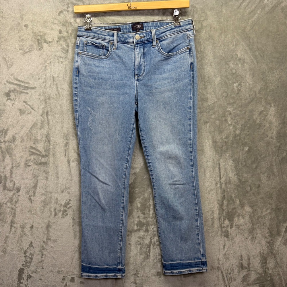 NYDJ Sheri Slim Jeans Light Wash Released Hem Lift Tuck‎ Womens Size 6